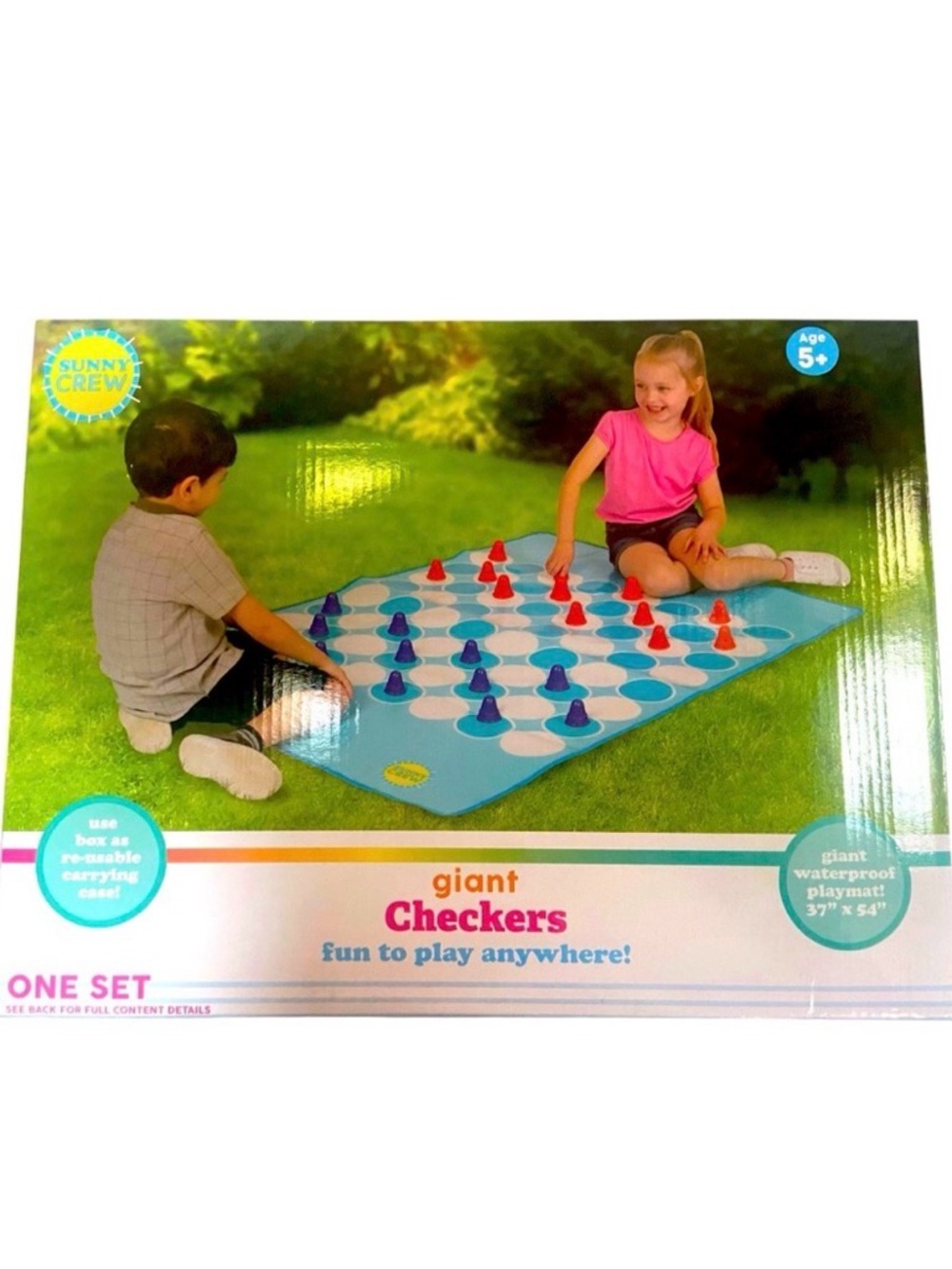 Giant Checkers Waterproof Indoor Outdoor Play Game Ages 5+ For 2 Players New